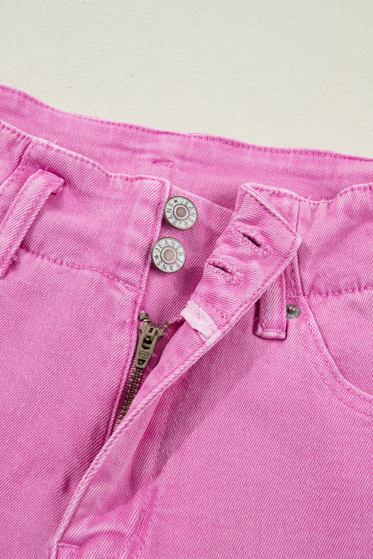 Abby (Pink) High-Rise Double Button Denim Jeans