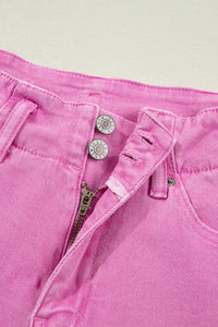 Abby (Pink) High-Rise Double Button Denim Jeans