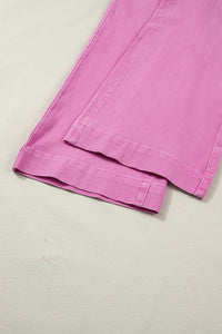 Abby (Pink) High-Rise Double Button Denim Jeans