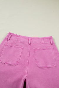 Abby (Pink) High-Rise Double Button Denim Jeans