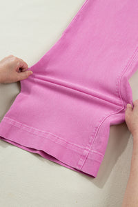 Abby (Pink) High-Rise Double Button Denim Jeans