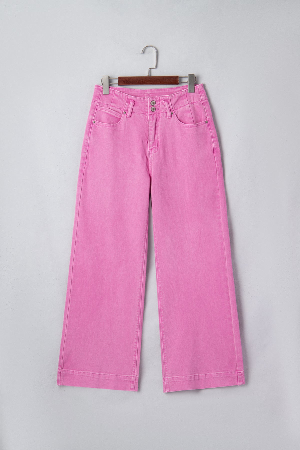 Abby (Pink) High-Rise Double Button Denim Jeans