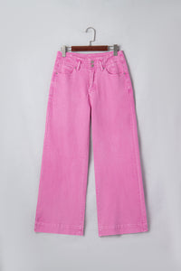 Abby (Pink) High-Rise Double Button Denim Jeans