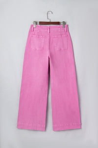 Abby (Pink) High-Rise Double Button Denim Jeans