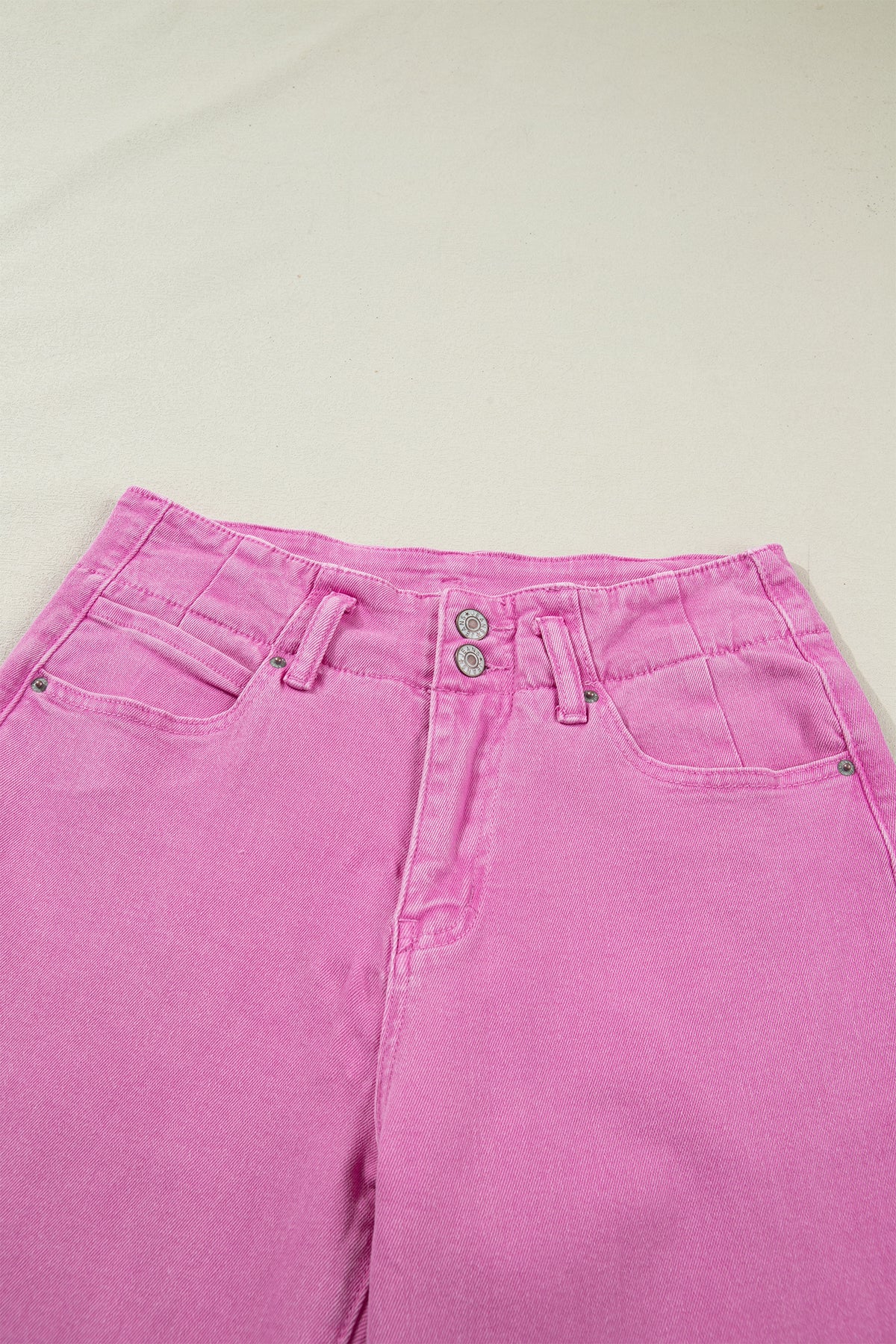 Abby (Pink) High-Rise Double Button Denim Jeans