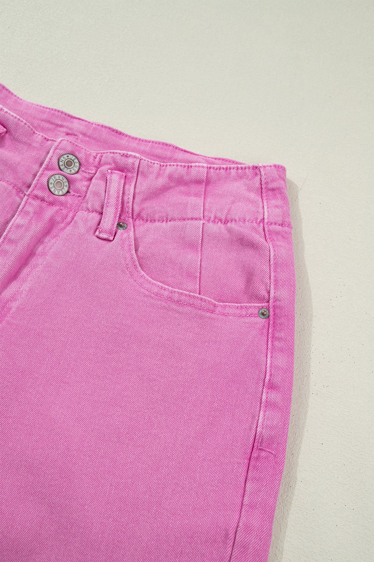 Abby (Pink) High-Rise Double Button Denim Jeans