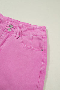 Abby (Pink) High-Rise Double Button Denim Jeans