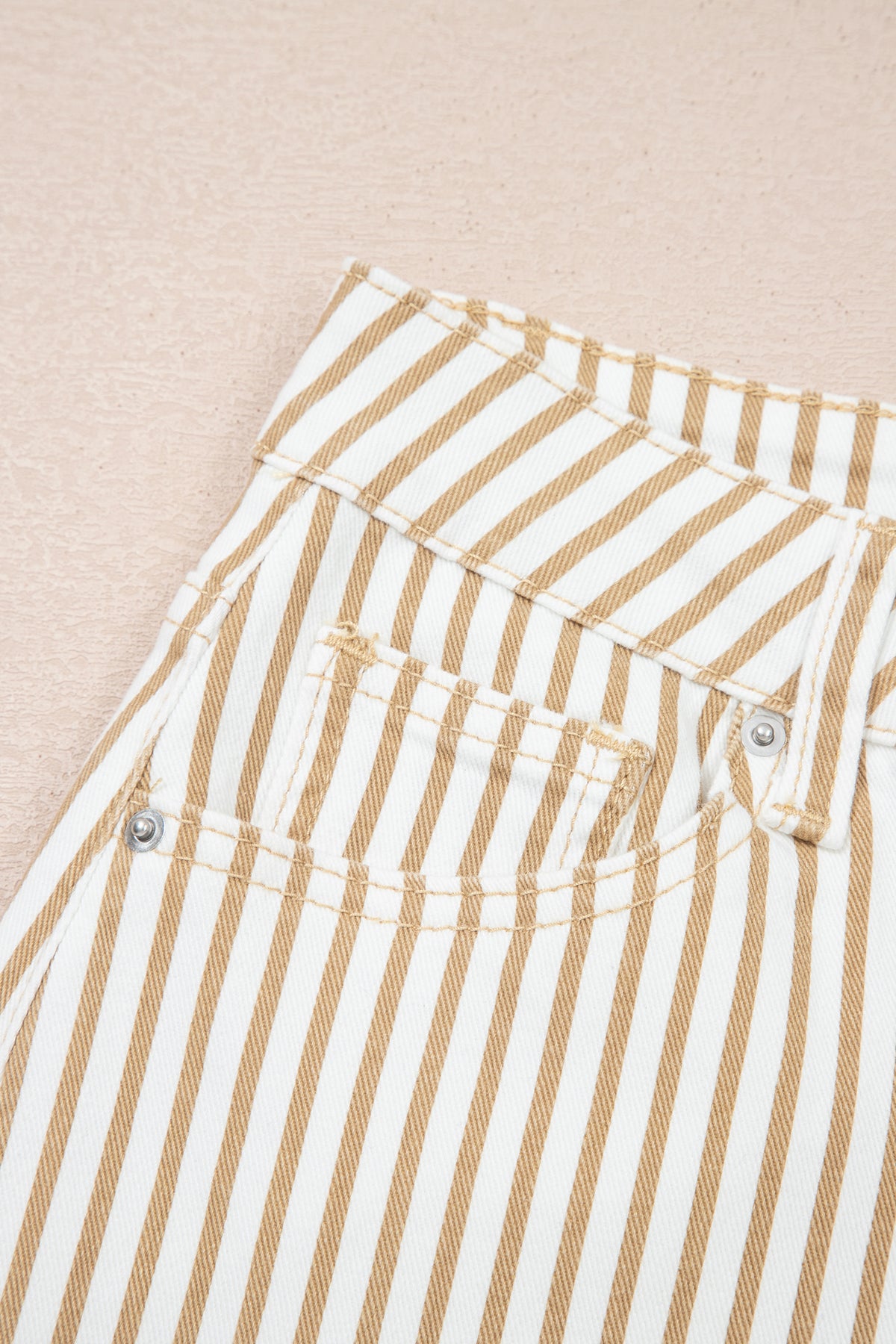 Khaki & White Striped Barrel Jeans