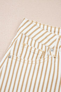 Khaki & White Striped Barrel Jeans