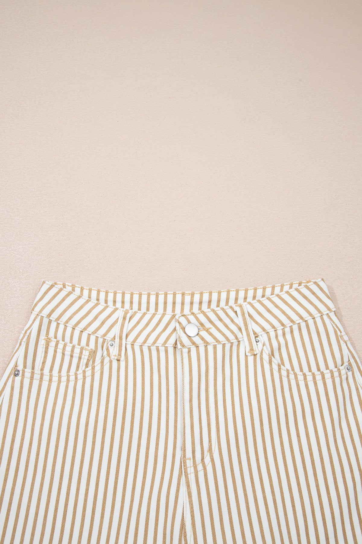 Khaki & White Striped Barrel Jeans