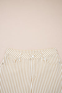 Khaki & White Striped Barrel Jeans