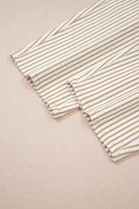 Khaki & White Striped Barrel Jeans