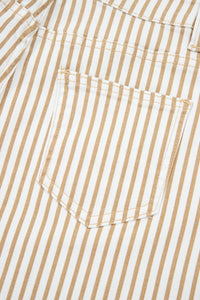 Khaki & White Striped Barrel Jeans