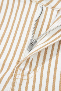 Khaki & White Striped Barrel Jeans