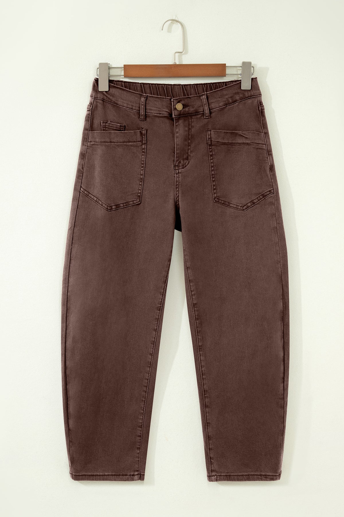 Midrise Relaxed Barrel (Coffee) w/Front Patch Pockets