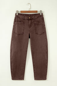 Midrise Relaxed Barrel (Coffee) w/Front Patch Pockets