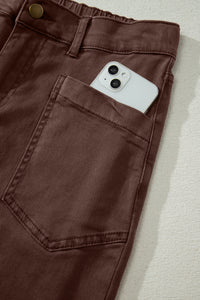 Midrise Relaxed Barrel (Coffee) w/Front Patch Pockets