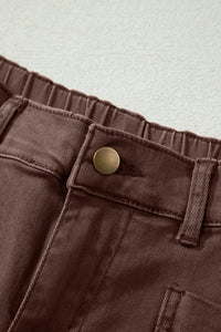 Midrise Relaxed Barrel (Coffee) w/Front Patch Pockets
