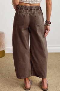 Midrise Relaxed Barrel (Coffee) w/Front Patch Pockets