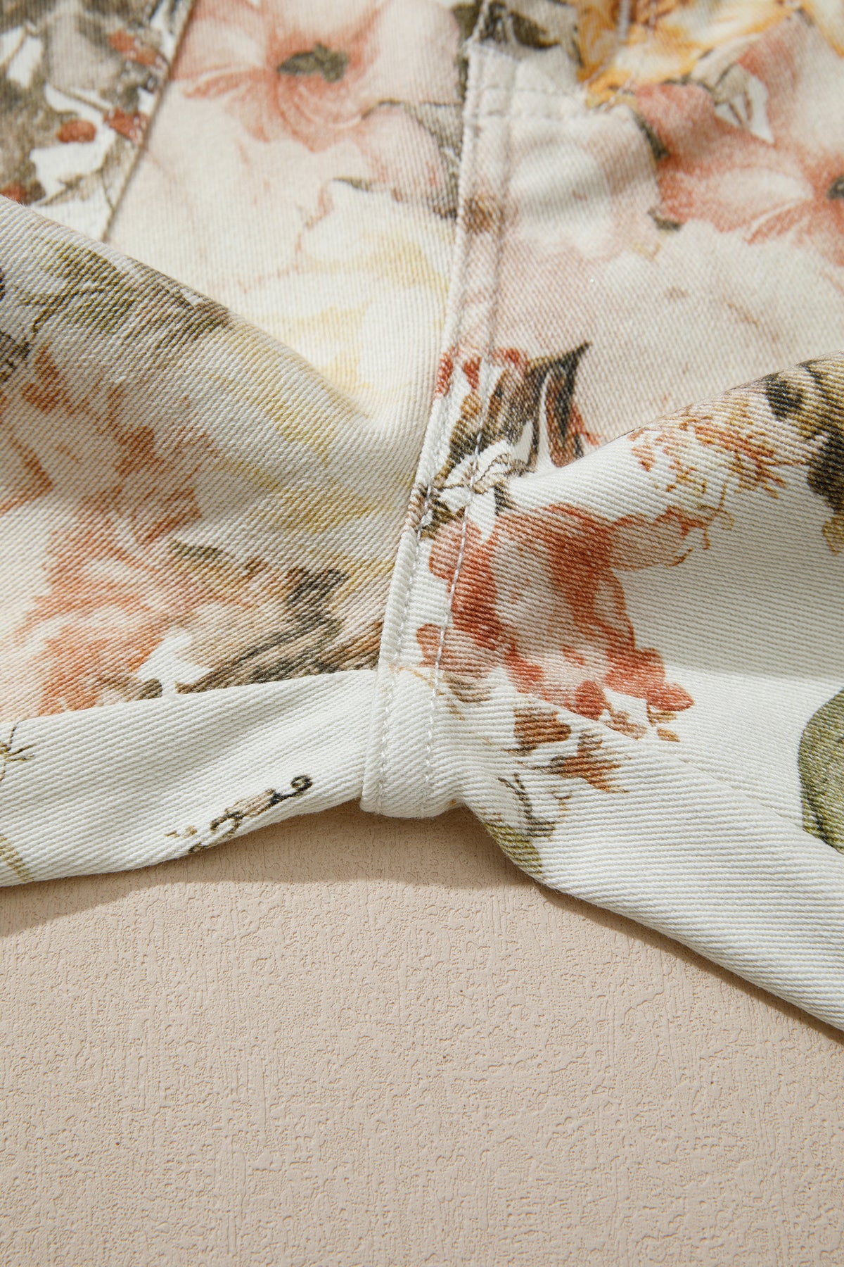 Autumn Floral & Birds High Waist, Wide Leg Jeans w/Partial Elastic Waistband