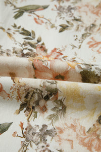 Autumn Floral & Birds High Waist, Wide Leg Jeans w/Partial Elastic Waistband