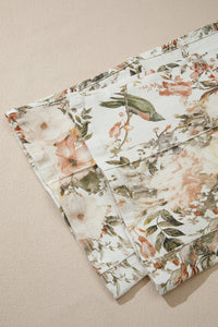 Autumn Floral & Birds High Waist, Wide Leg Jeans w/Partial Elastic Waistband