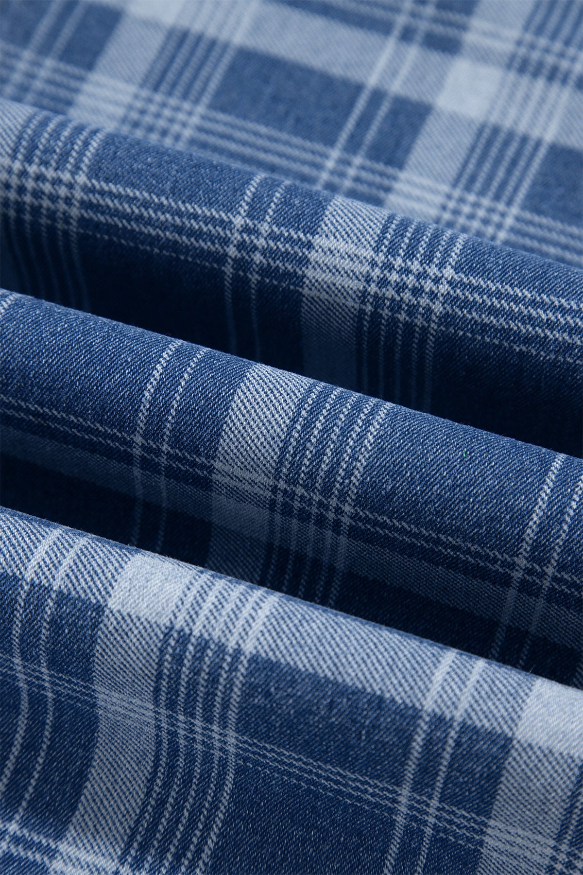 Blue Plaid Barrel Jeans & Grommet Drawstring