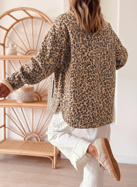 Leopard Print Denim Jacket w/Front Patch Pockets