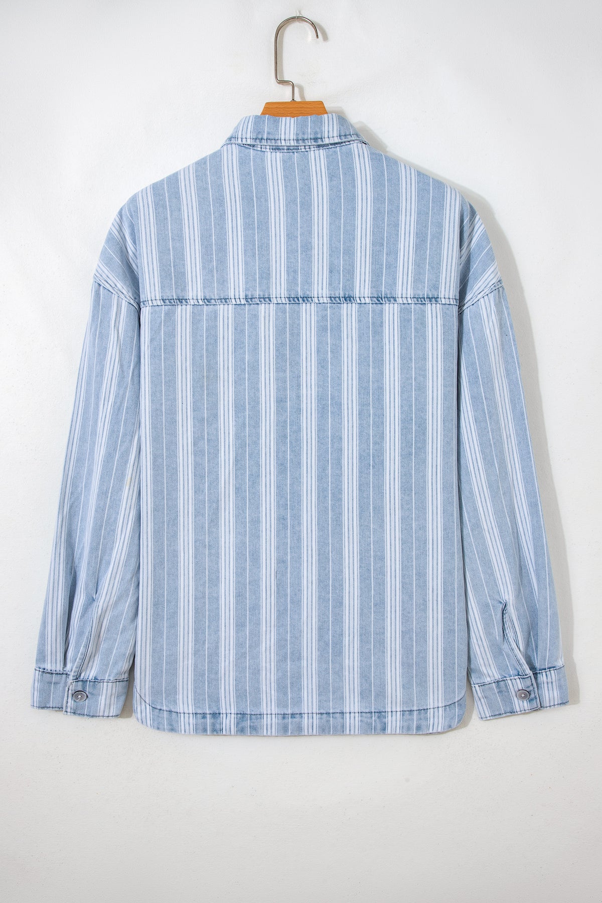 Blue & White Striped Mid-Weight Denim Shacket