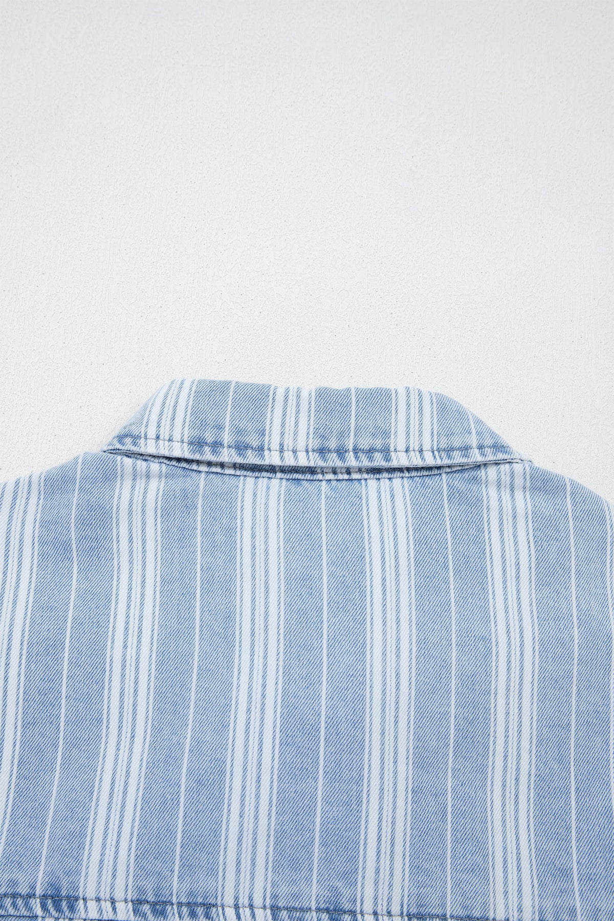 Blue & White Striped Mid-Weight Denim Shacket