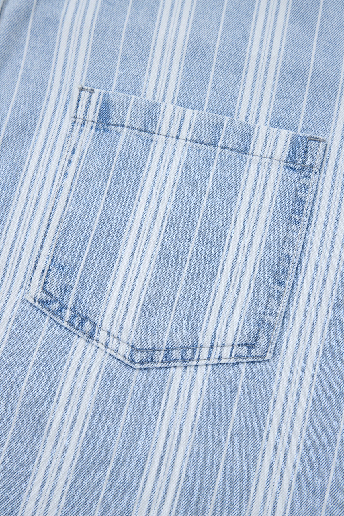 Blue & White Striped Mid-Weight Denim Shacket