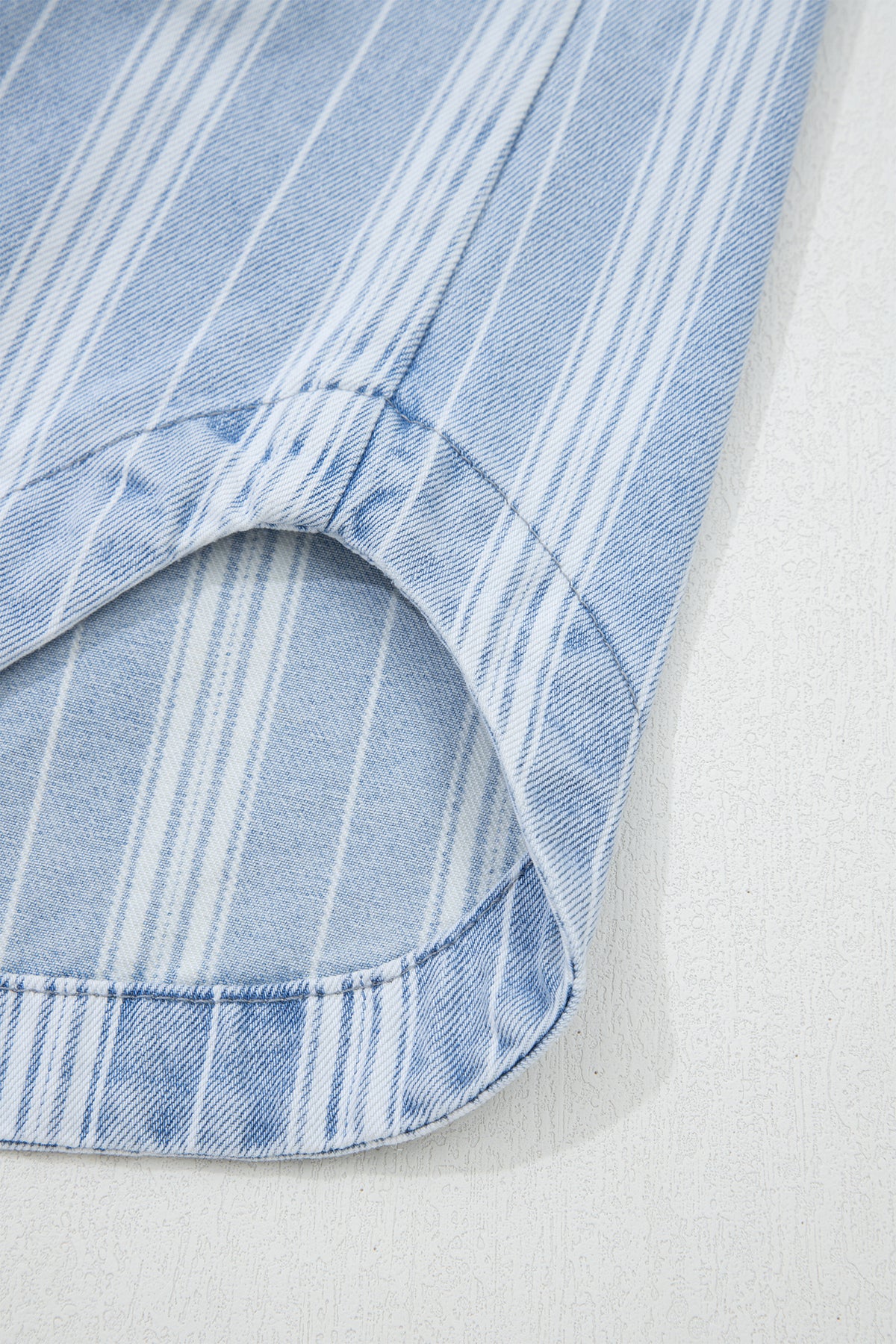 Blue & White Striped Mid-Weight Denim Shacket