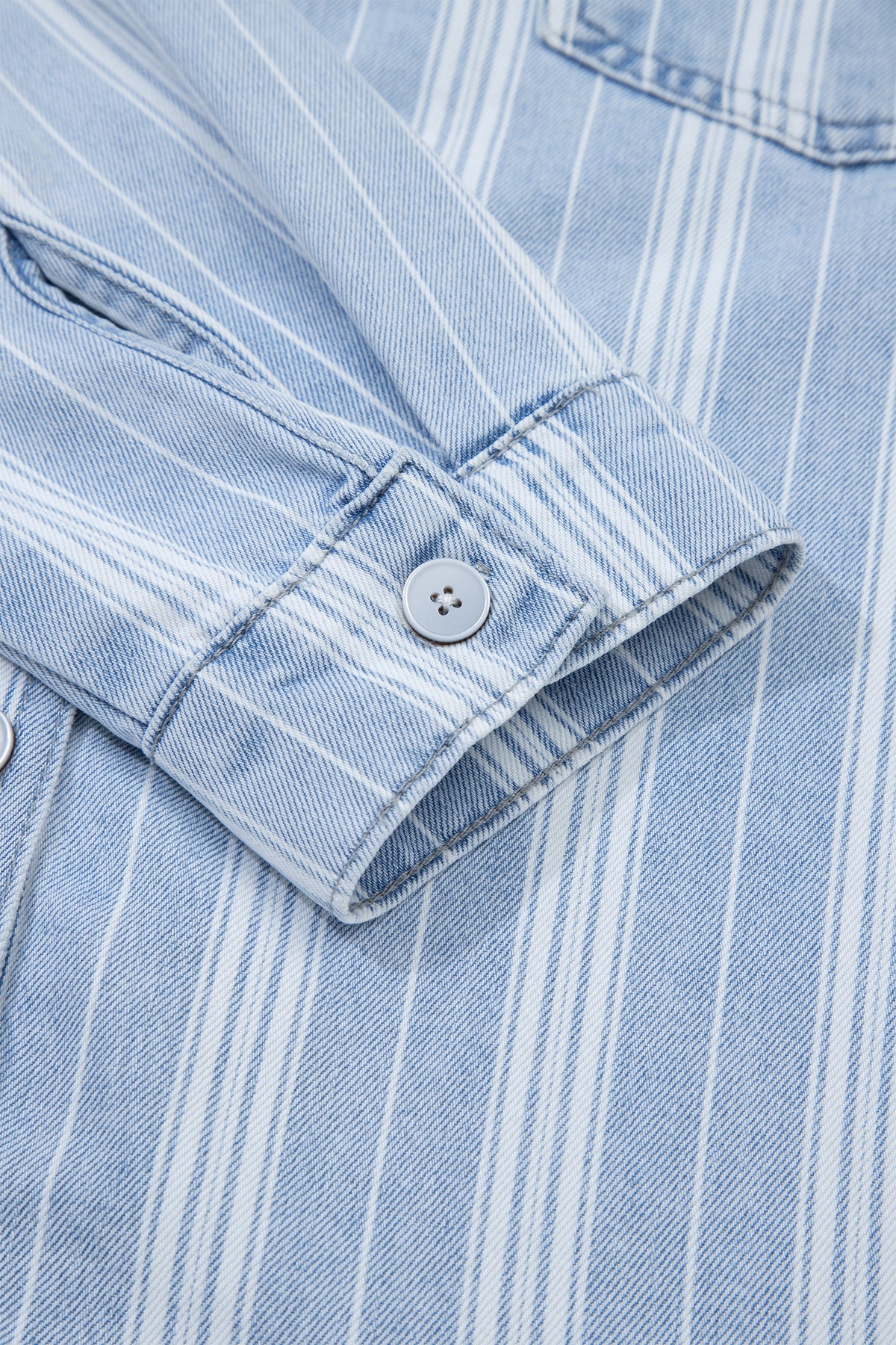 Blue & White Striped Mid-Weight Denim Shacket