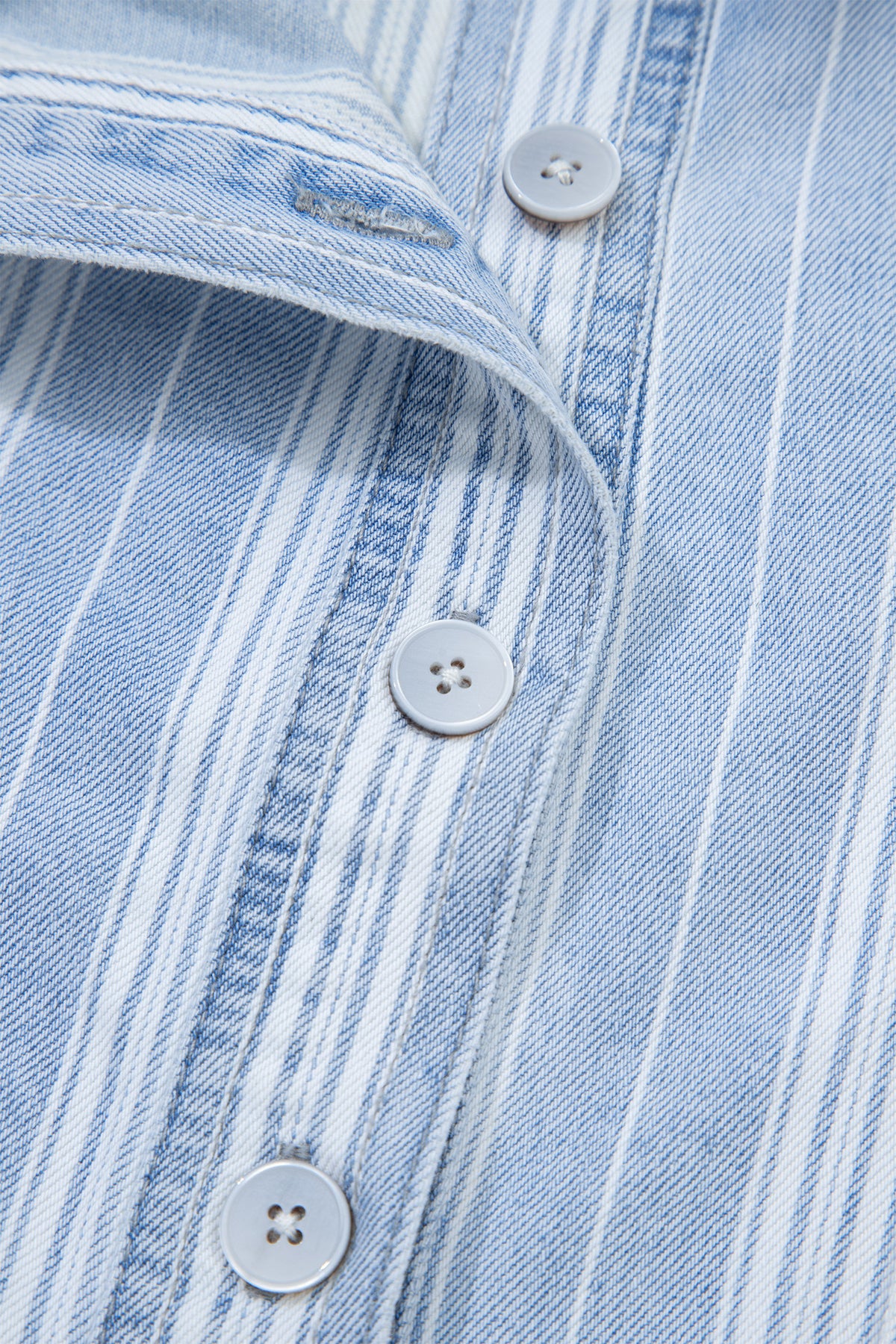 Blue & White Striped Mid-Weight Denim Shacket