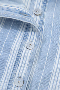 Blue & White Striped Mid-Weight Denim Shacket
