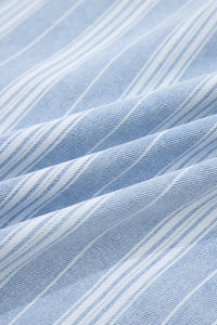Blue & White Striped Mid-Weight Denim Shacket