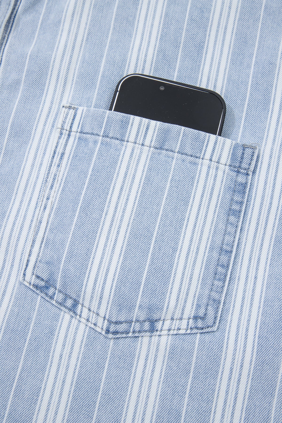 Blue & White Striped Mid-Weight Denim Shacket