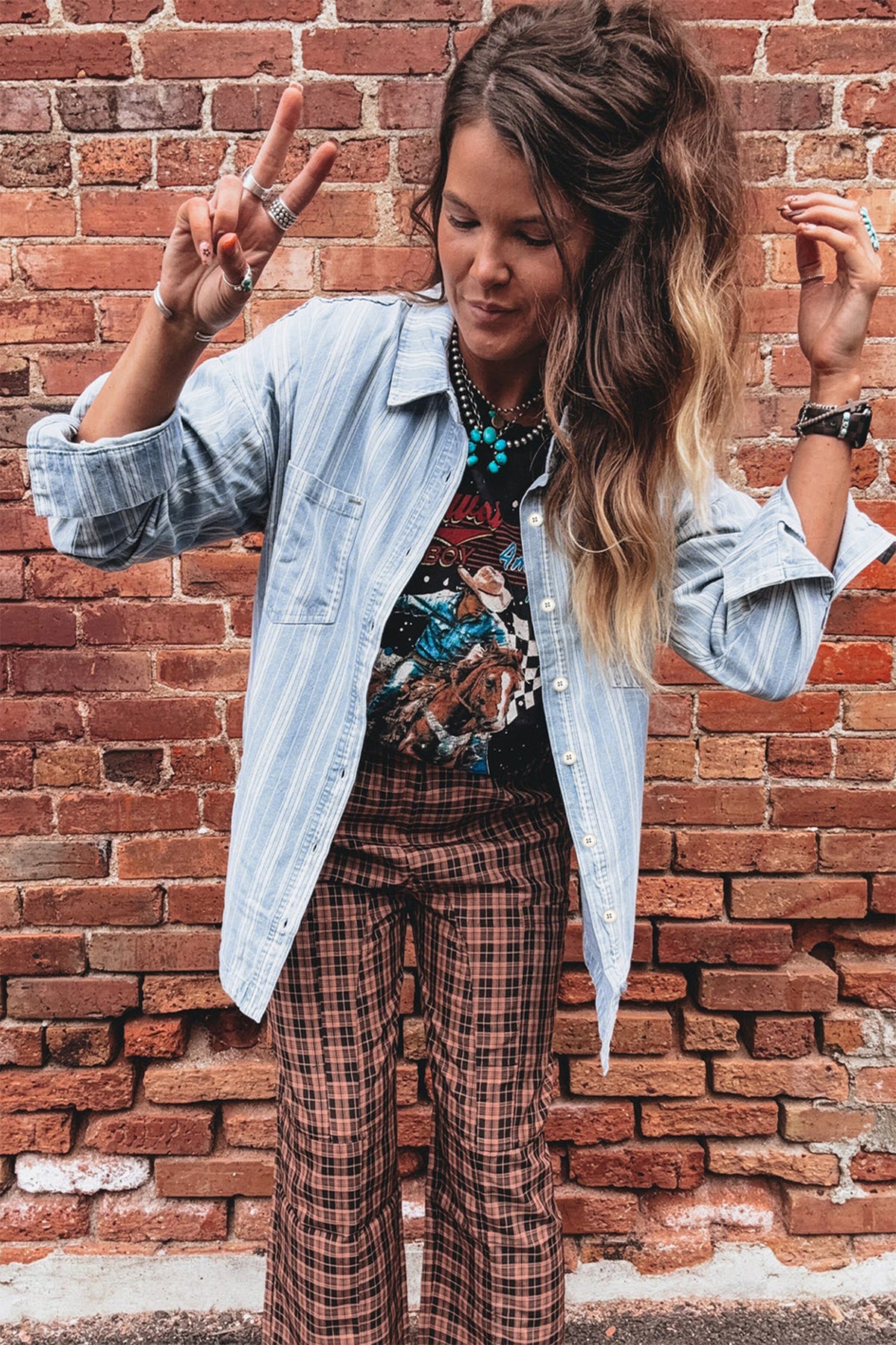 Blue & White Striped Mid-Weight Denim Shacket