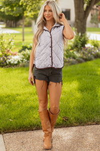 Jane (Brown) Striped Quilted Sleeveless Vest