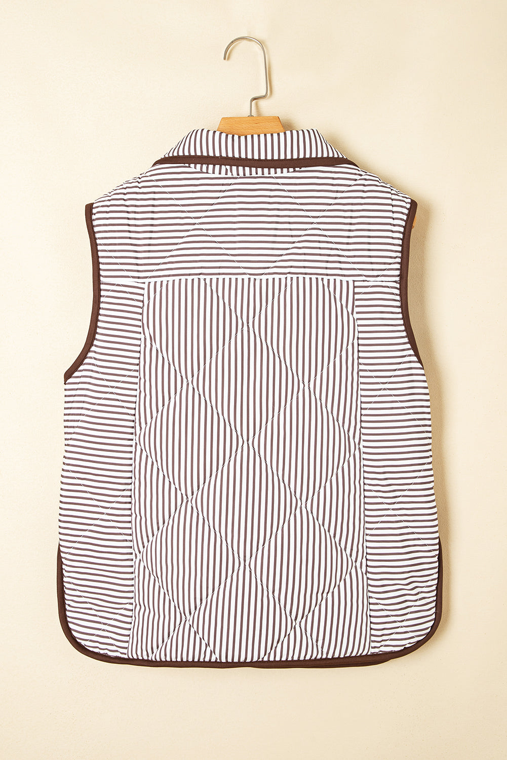Jane (Brown) Striped Quilted Sleeveless Vest