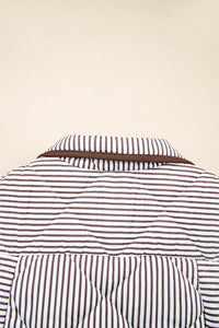 Jane (Brown) Striped Quilted Sleeveless Vest