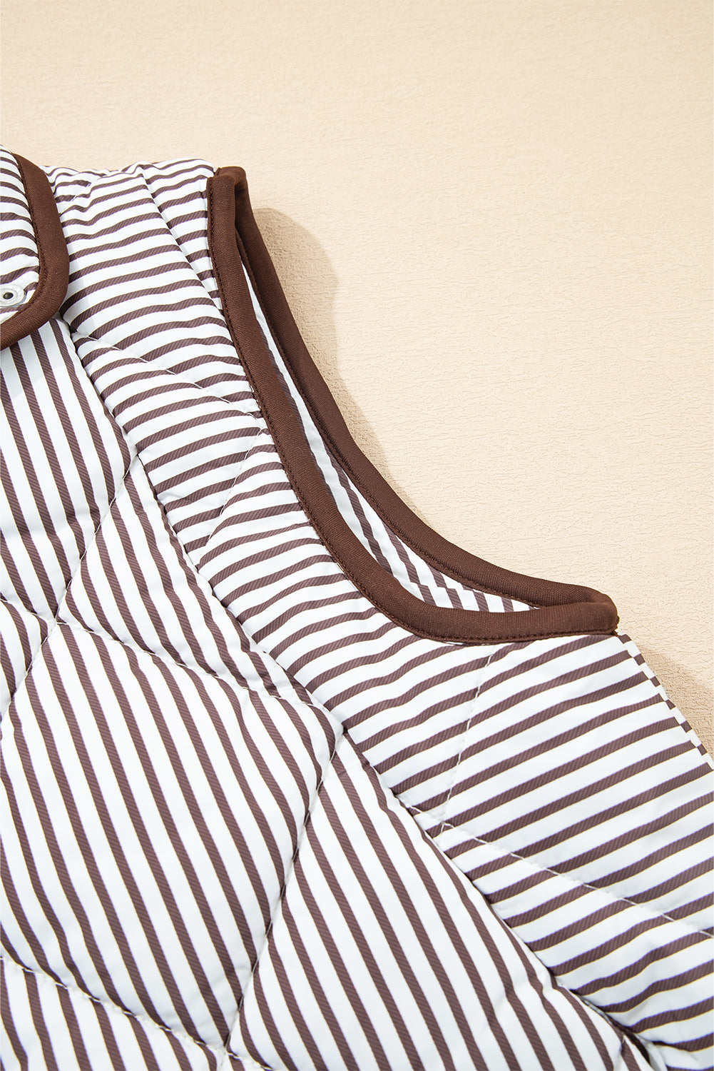 Jane (Brown) Striped Quilted Sleeveless Vest