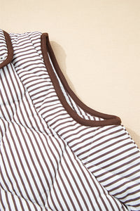 Jane (Brown) Striped Quilted Sleeveless Vest