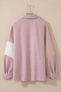 Textured Patchwork (Pink) Loose-Fitting Jacket