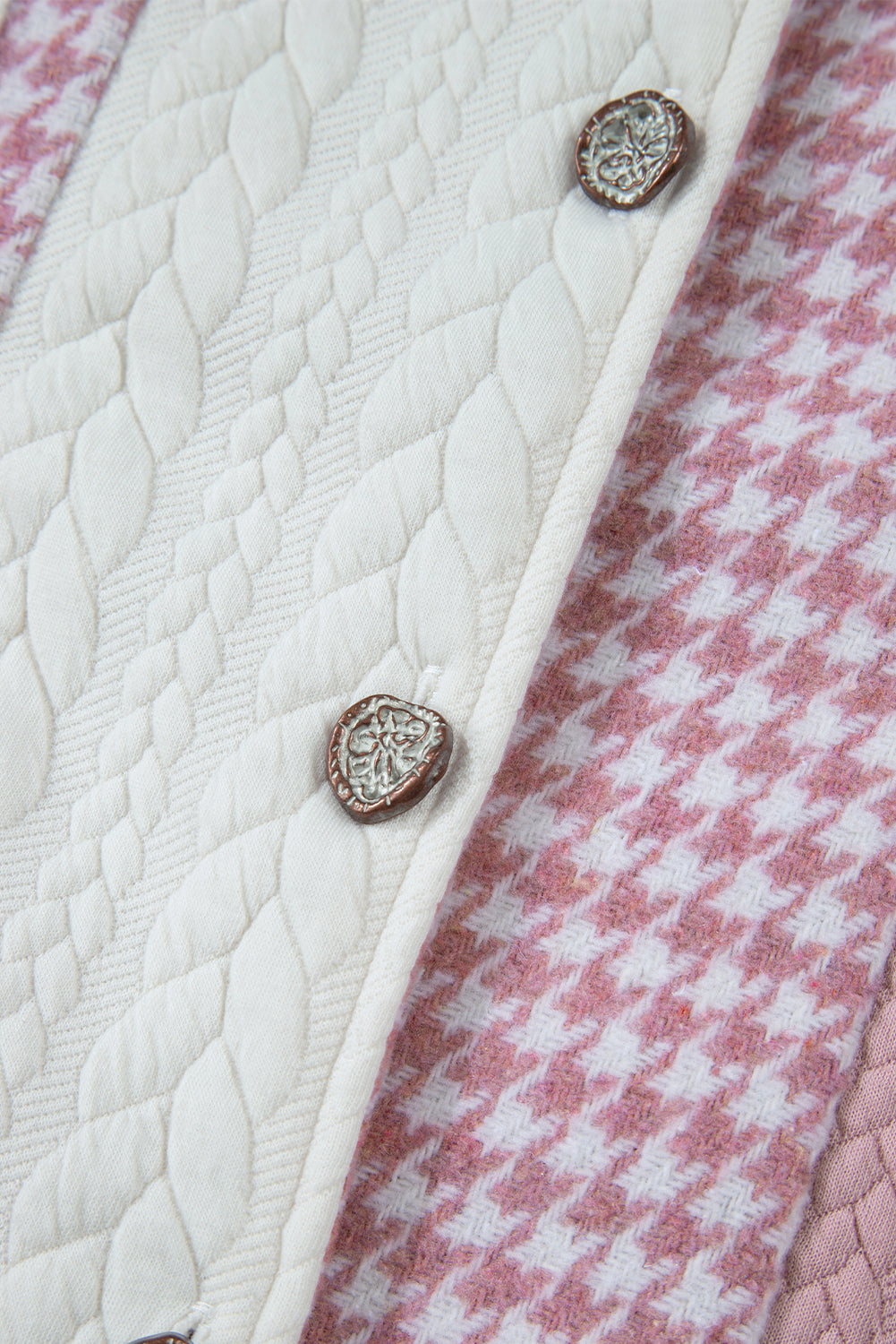 Textured Patchwork (Pink) Loose-Fitting Jacket