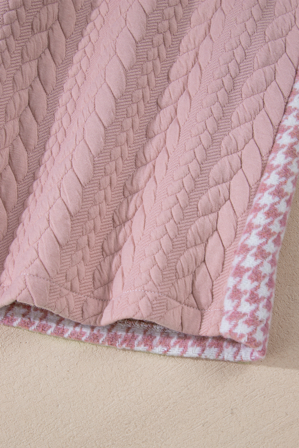 Textured Patchwork (Pink) Loose-Fitting Jacket