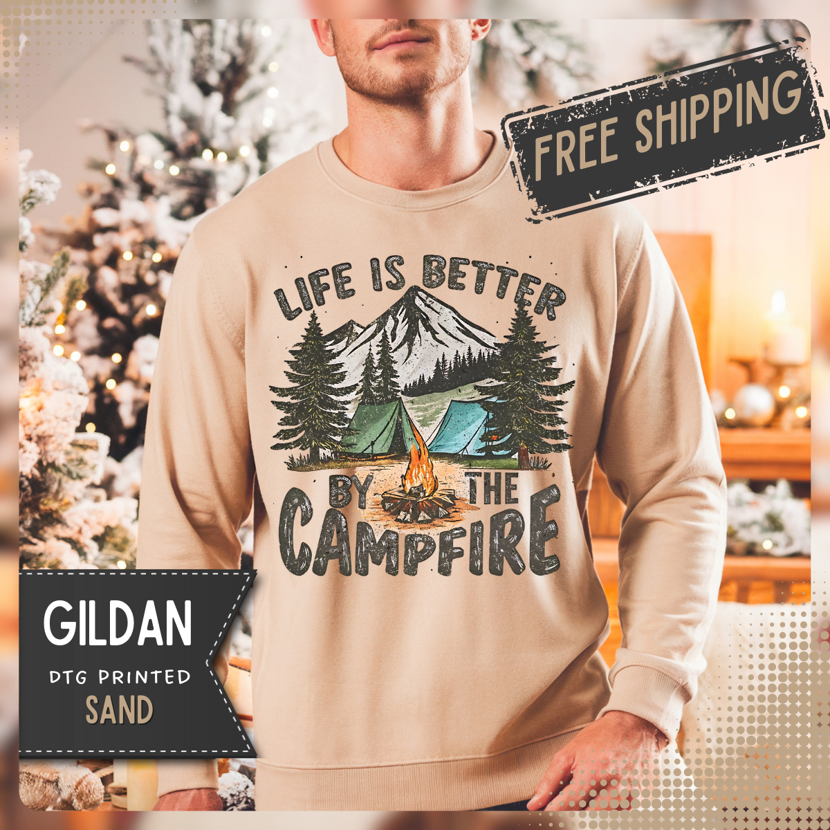 Life is Better By the Campfire – Gildan Heavy Blend | Trendy Women’s and Men's Soft Sweatshirt. Direct to Garment. Printed & Shipped in the USA. Unisex Sizes.