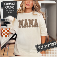 Mama, Faux Knit - Comfort Colors | Trendy Women's T-Shirt. Direct to Garment. Printed & Shipped in the USA. Unisex Sizes.