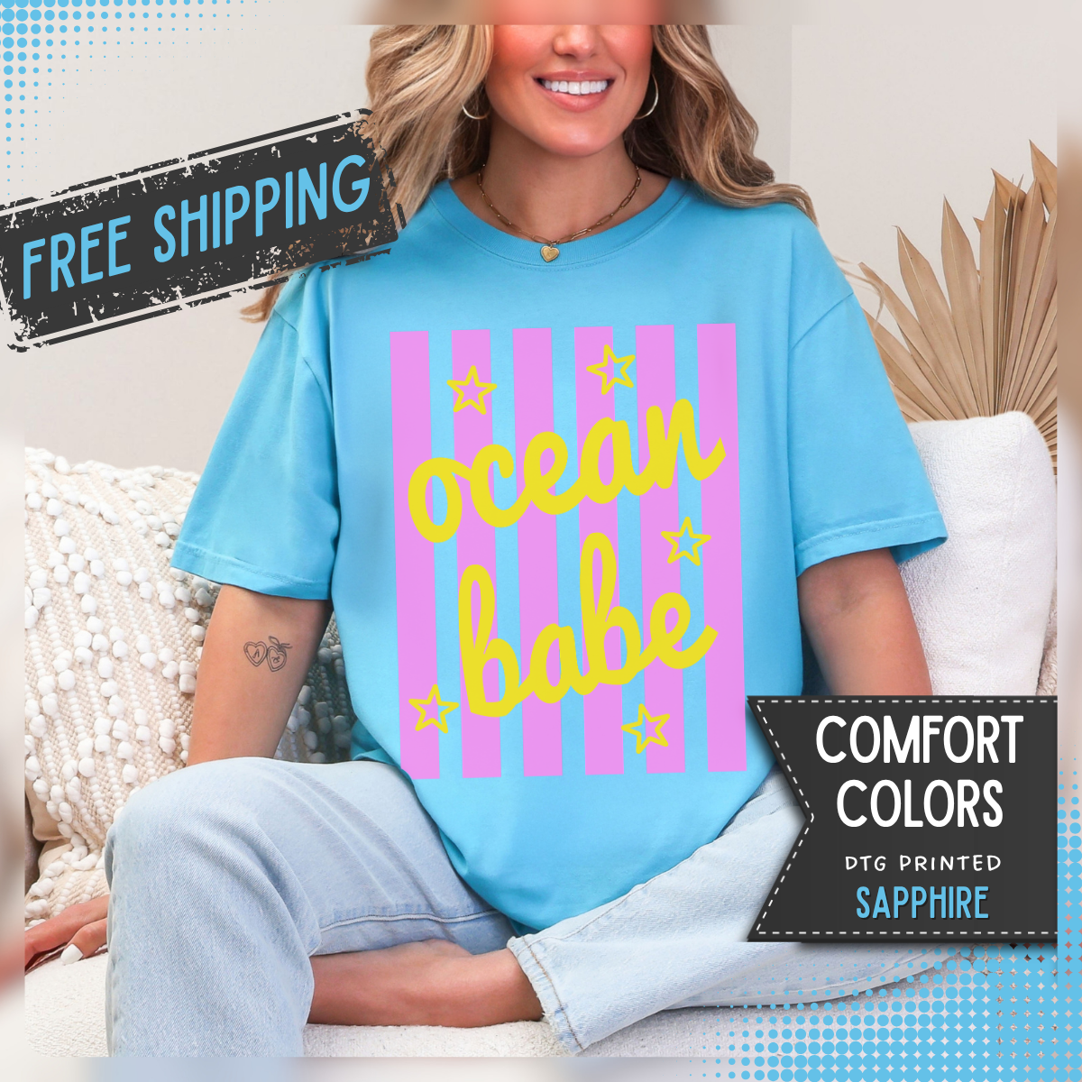 Ocean Babe - Comfort Colors | Trendy Women's T-Shirt. Direct to Garment. Printed & Shipped in the USA. Unisex Sizes.