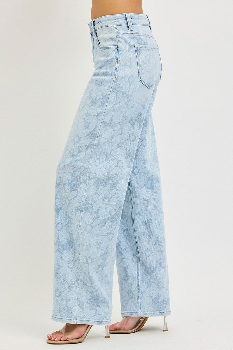 Floral Print High Rise Baggy RISEN Jeans